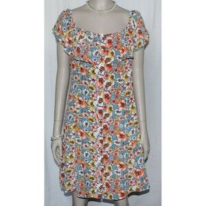 BeBop Women's/Junior/Misses Floral Snap Up Dress Color Orange/Blue Size Small